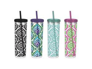 Acrylic Colorful Zebra Insulated Skinny Cups with Freezable Ice Cubes Acrylic Colorful Zebra Insulated Skinny Cups with Freezable Ice Cubes