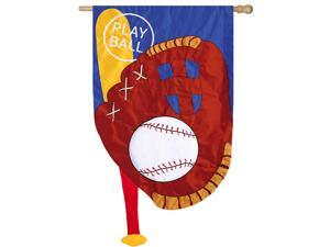 Evergreen Applique Play Ball House Flag, 28 x 44 inches Evergreen Applique Play Ball House Flag, 28 x 44 inches