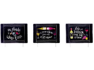 Wine Quote Garden Stakes - Set of 3 Wine Quote Garden Stakes - Set of 3