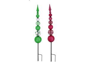Evergreen Whimsical Holiday Mercury Glass Garden Stake, Set of 2 Evergreen Whimsical Holiday Mercury Glass Garden Stake, Set of 2