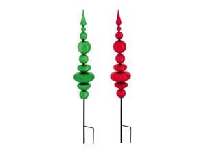 Evergreen Holiday Spirit Mercury Glass Garden Stakes, Set of 2 Evergreen Holiday Spirit Mercury Glass Garden Stakes, Set of 2