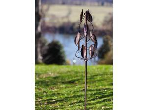 Antique Bronze Spinning Leaves Kinetic Garden Stake Antique Bronze Spinning Leaves Kinetic Garden Stake