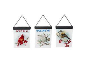Peace and Noel Birds Solar Luminous Glass Design Posts Set of 3 Peace and Noel Birds Solar Luminous Glass Design Posts Set of 3