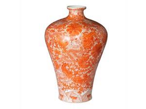 Legends of Asia Ceramic Prunus Vase with Dragon Motif in Orange Legends of Asia Ceramic Prunus Vase with Dragon Motif in Orange