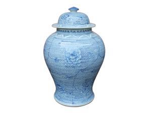Oriental Ceramic Temple Jar Blue and White Chain Oriental Ceramic Temple Jar Blue and White Chain