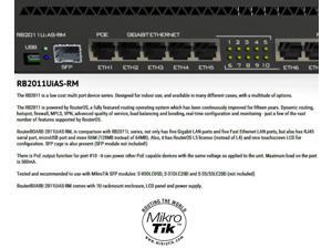 Mikrotik RouterBOARD 2011UiAS RB2011UiAS-RM Multifunctional Router 5 Gigabit L5 Mikrotik RouterBOARD 2011UiAS RB2011UiAS-RM Multifunctional Router 5 Gigabit L5