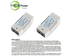 Tycon TP-POE-HP-48DX2 120/240VAC In, Dual 56VDC 802.3af/at Out 50W Tycon TP-POE-HP-48DX2 120/240VAC In, Dual 56VDC 802.3af/at Out 50W