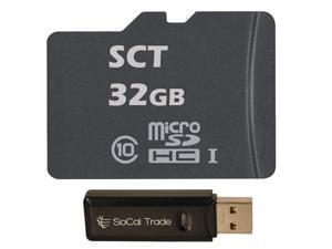 SCT 32GB MicroSD HC Class 10 UHS-1 Ultimate Extreme Speed MicroSDHC Flash Memory Card 32G 32 GB GIGS (M.F32.RT.550) with MicroSD to SD Adapter and SoCal Trade SCT Dual Slot USB 2.0 Memory Card Reader SCT 32GB MicroSD HC Class 10 UHS-1 Ultimate Extreme Speed MicroSDHC Flash Memory Card 32G 32 GB GIGS (M.F32.RT.550) with MicroSD to SD Adapter and SoCal Trade SCT Dual Slot USB 2.0 Memory Card Reader