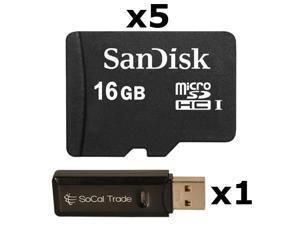 5 PACK - Lot of 5 SanDisk 16GB MicroSD HC Memory Card SDSDQAB-016G Bulk Pack with Dual Slot Memory Card Reader 5 PACK - Lot of 5 SanDisk 16GB MicroSD HC Memory Card SDSDQAB-016G Bulk Pack with Dual Slot Memory Card Reader