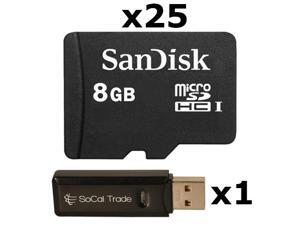 25 PACK - Lot of 25 SanDisk 8GB MicroSD HC Memory Card SDSDQAB-008G Bulk Pack with Dual Slot Memory Card Reader 25 PACK - Lot of 25 SanDisk 8GB MicroSD HC Memory Card SDSDQAB-008G Bulk Pack with Dual Slot Memory Card Reader