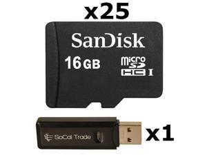 25 PACK - Lot of 25 SanDisk 16GB MicroSD HC Memory Card SDSDQAB-016G Bulk Pack with Dual Slot Memory Card Reader 25 PACK - Lot of 25 SanDisk 16GB MicroSD HC Memory Card SDSDQAB-016G Bulk Pack with Dual Slot Memory Card Reader