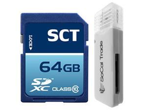 SCT 64GB SD XC Class 10 Memory Card 64G Secure Digital SDXC SCTSD-064G with SD Memory Card Reader SCT 64GB SD XC Class 10 Memory Card 64G Secure Digital SDXC SCTSD-064G with SD Memory Card Reader