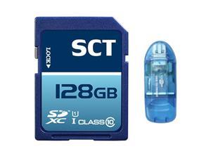 SCT 128GB SD XC Class 10 UHS-1 Memory Card 128G Secure Digital SDXC SCTSD-128G with Blue SD Memory Card Reader SCT 128GB SD XC Class 10 UHS-1 Memory Card 128G Secure Digital SDXC SCTSD-128G with Blue SD Memory Card Reader