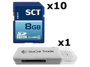 10 PACK - Lot of 10 SCT 8GB SD HC Class 4 SDHC Secure Digital Flash Memory Card with SD Memory Card Reader 10 PACK - Lot of 10 SCT 8GB SD HC Class 4 SDHC Secure Digital Flash Memory Card with SD Memory Card Reader
