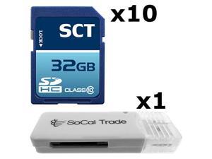 10 PACK - Lot of 10 SCT 32GB SD HC Class 10 High Speed SDHC Flash Memory Card with SD Memory Card Reader 10 PACK - Lot of 10 SCT 32GB SD HC Class 10 High Speed SDHC Flash Memory Card with SD Memory Card Reader