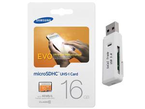 Samsung Evo 16GB MicroSD HC Class 10 UHS-1 Ultra Mobile Memory Card 16G MB-MP16D with USB 3.0 Dual Slot Memory Card Reader Samsung Evo 16GB MicroSD HC Class 10 UHS-1 Ultra Mobile Memory Card 16G MB-MP16D with USB 3.0 Dual Slot Memory Card Reader