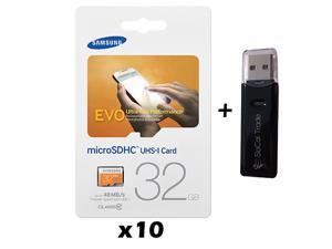 10 Pack - Lot of 10 Samsung 32GB MicroSD HC Class 10 Memory Card MB-MP32D with Dual Slot Memory Card Reader 10 Pack - Lot of 10 Samsung 32GB MicroSD HC Class 10 Memory Card MB-MP32D with Dual Slot Memory Card Reader