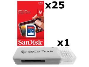 25 PACK - Lot of 25 SanDisk 32GB SD HC Class 4 SDHC Flash Memory Card SDSDB-032G with SD Memory Card Reader 25 PACK - Lot of 25 SanDisk 32GB SD HC Class 4 SDHC Flash Memory Card SDSDB-032G with SD Memory Card Reader