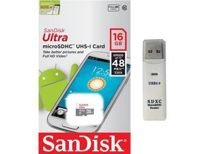 SanDisk Ultra 16GB UHS-I Class 10 MicroSDHC Memory Card Up to 48mb/s SDSQUNB-016G with USB 3.0 MemoryMarket dual slot MicroSD & SD Memory Card Reader SanDisk Ultra 16GB UHS-I Class 10 MicroSDHC Memory Card Up to 48mb/s SDSQUNB-016G with USB 3.0 MemoryMarket dual slot MicroSD & SD Memory Card Reader