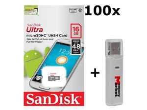 100 PACK - SanDisk Ultra 16GB UHS-I Class 10 MicroSDHC Memory Card Up to 48mb/s SDSQUNB-016G LOT OF 100 with USB 2.0 MemoryMarket dual slot MicroSD & SD Memory Card Reader 100 PACK - SanDisk Ultra 16GB UHS-I Class 10 MicroSDHC Memory Card Up to 48mb/s SDSQUNB-016G LOT OF 100 with USB 2.0 MemoryMarket dual slot MicroSD & SD Memory Card Reader