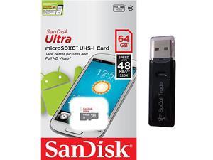 SanDisk Ultra 64GB UHS-I Class 10 MicroSDXC Memory Card Up to 48mb/s SDSQUNB-064G with USB 2.0 MemoryMarket dual slot MicroSD & SD Memory Card Reader SanDisk Ultra 64GB UHS-I Class 10 MicroSDXC Memory Card Up to 48mb/s SDSQUNB-064G with USB 2.0 MemoryMarket dual slot MicroSD & SD Memory Card Reader