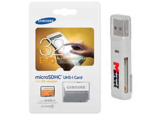 Samsung Evo 32GB MicroSD HC Class 10 UHS-1 Mobile Memory Card 32G MB-MP32DA with adapter and USB 2.0 MemoryMarket dual slot MicroSD & SD Memory Card Reader Samsung Evo 32GB MicroSD HC Class 10 UHS-1 Mobile Memory Card 32G MB-MP32DA with adapter and USB 2.0 MemoryMarket dual slot MicroSD & SD Memory Card Reader