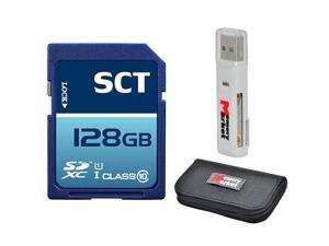 SCT 128GB SD XC Class 10 UHS-1 Memory Card Secure Digital SDXC Ultra High Speed 128G 128 GIG with USB 2.0 MemoryMarket dual slot MicroSD & SD Memory Card Reader and MemoryMarket Memory Card Wallet SCT 128GB SD XC Class 10 UHS-1 Memory Card Secure Digital SDXC Ultra High Speed 128G 128 GIG with USB 2.0 MemoryMarket dual slot MicroSD & SD Memory Card Reader and MemoryMarket Memory Card Wallet