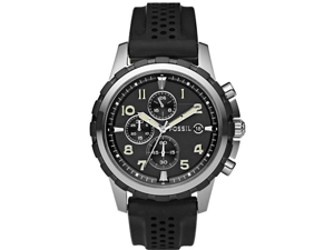 Fossil Notched Bezel Silicone Strap Chronograph Mens Watch FS4613 Fossil Notched Bezel Silicone Strap Chronograph Mens Watch FS4613