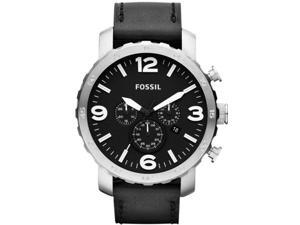 Fossil Nate Chronograph Black Dial Black Leather Mens Watch JR1436 Fossil Nate Chronograph Black Dial Black Leather Mens Watch JR1436