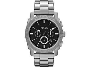 Fossil Men's Machine FS4776 Silver Stainless-Steel Quartz Watch with Black Dial Fossil Men's Machine FS4776 Silver Stainless-Steel Quartz Watch with Black Dial