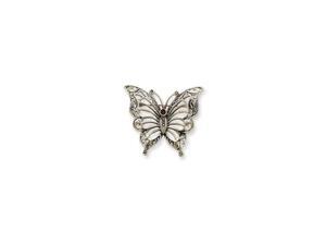 Sterling Silver Marcasite Red CZ Butterfly Pin Sterling Silver Marcasite Red CZ Butterfly Pin