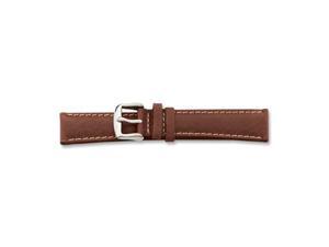 22mm Brown Leather White Stitch Silver-tone Buckle Watch Band 22mm Brown Leather White Stitch Silver-tone Buckle Watch Band