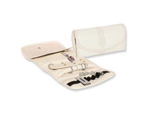 Ivory Snake Texture PU Ivory Trim Jewelry Roll Ivory Snake Texture PU Ivory Trim Jewelry Roll