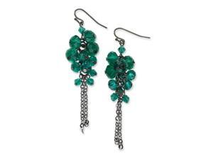 Silver-tone Turquoise Crystal Bead Cluster Drop Earrings Silver-tone Turquoise Crystal Bead Cluster Drop Earrings