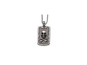 Stainless Steel Skull & Crossbones IP Black Plated Dog Tag Pendant 24 in. N Stainless Steel Skull & Crossbones IP Black Plated Dog Tag Pendant 24 in. N