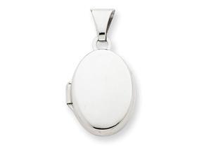 14k White Gold 13mm Oval Plain Assembled Locket 14k White Gold 13mm Oval Plain Assembled Locket