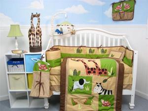SoHo Safari Jungle Animals Baby Crib Nursery Bedding Set 14 pcs included Diaper Bag with Changing Pad, Accessory Case & Bottle Case SoHo Safari Jungle Animals Baby Crib Nursery Bedding Set 14 pcs included Diaper Bag with Changing Pad, Accessory Case & Bottle Case