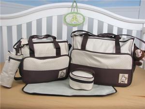 SoHo Designs Brown Diaper Bag with changing pad 5 pieces set SoHo Designs Brown Diaper Bag with changing pad 5 pieces set
