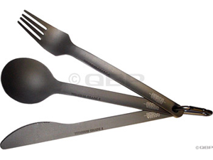 Vargo Titanium Spoon-Knife-Fork Set: Titanium Vargo Titanium Spoon-Knife-Fork Set: Titanium