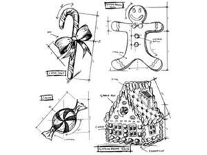 Tim Holtz Cling Rubber Stamp Set-Christmas Blueprints #3 Tim Holtz Cling Rubber Stamp Set-Christmas Blueprints #3