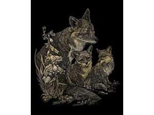 Gold Foil Engraving Art Kit 8"X10"-Fox & Cubs Gold Foil Engraving Art Kit 8"X10"-Fox & Cubs