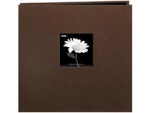 Book Cloth Cover Postbound Album With Window 12"X12"-Brown Book Cloth Cover Postbound Album With Window 12"X12"-Brown