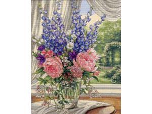 Gold Collection Peonies/Delphiniums Counted Cross Stitch Kit-12"X15" Gold Collection Peonies/Delphiniums Counted Cross Stitch Kit-12"X15"