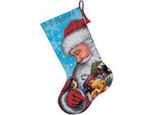 Santa And Toys Stocking Needlepoint Kit-16" Long Stitched In Floss Santa And Toys Stocking Needlepoint Kit-16" Long Stitched In Floss