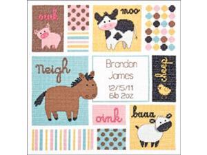 Baby Hugs Barn Babies Birth Record Counted Cross Stitch Kit-12"X12" Baby Hugs Barn Babies Birth Record Counted Cross Stitch Kit-12"X12"