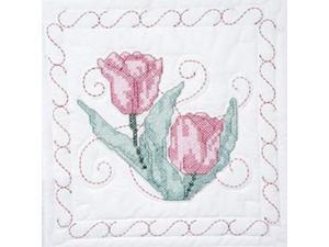 Stamped Quilt Blocks 18"X18" 6/Pkg-Tulips Stamped Quilt Blocks 18"X18" 6/Pkg-Tulips