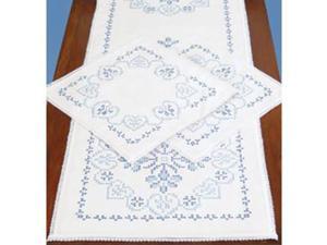 Stamped Dresser Scarf & Doilies Lace Edge 3/Pkg-XXX Americana Stamped Dresser Scarf & Doilies Lace Edge 3/Pkg-XXX Americana