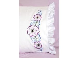 Stamped Lace Edge Pillowcase 30"X20" 2/Pkg-Large Flower Stamped Lace Edge Pillowcase 30"X20" 2/Pkg-Large Flower