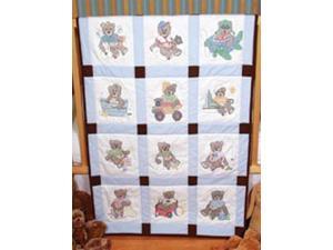 Stamped Baby Quilt Blocks 18"X18" 6/Pkg-Boy Bears Stamped Baby Quilt Blocks 18"X18" 6/Pkg-Boy Bears