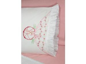 Stamped Lace Edge Pillowcase 30"X20" 2/Pkg-Umbrella Lady Stamped Lace Edge Pillowcase 30"X20" 2/Pkg-Umbrella Lady